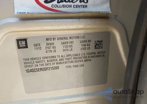 2013 Buick Lacrosse Leather Group из США, поврежденный, VIN 1G4GC5ER8DF215098